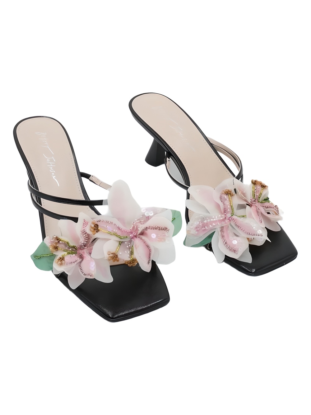 Betsey Johnson Wells Floral Beaded Strappy Square Toe Sandals Size 8.5M
